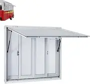 Food Truck Concession Window, 36 x 24 inch Aluminum Alloy Service Window with 4 Screen and Awning Door, Up to 80 Degrees, Key Fixed Lock, Food Truck Window for Catering Car(36x24in)