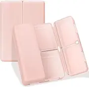 FYY Daily Pill Organiser, 7 Compartments Portable Pill Case Travel Pill Organizer,[Folding Design]Pill Box for Purse Pocket to Hold Vitamins,Cod Liver Oil,Supplements and Medication-Pink