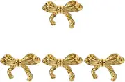 DOITOOL Gold Bow Knobs for Dresser, 4PCS Bow Shape Cabinets Knobs for Cabinet Drawer Cupboard Pulls Handle Decor Furniture Accessories