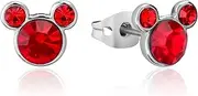 [Disney] Women's Mickey JUL Birthstone earrings Stud Earrings, Silver, 1CM