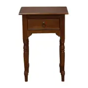Huntely 1-Drawer Turn Leg Side Table - Mahogany