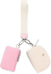 [Mum's memory] Women's Wristlet Two Zip Mini Pouch Wallet Smassy, Pink + White, Wallet Smassy