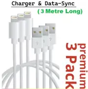 3 X 3M Fast USB Cable Charger cord Charging For iPhone 7 8 X 11 12 13 Pro ipad