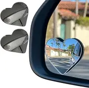 2Pcs Heart Shaped Blind Spot Mirrors for Cars – Convex Rearview Mirror for Enhanced Safety – Universal Fit Stick-On Side Mirror with Cute Heart Design – Perfect for Cars, SUVs, Trucks