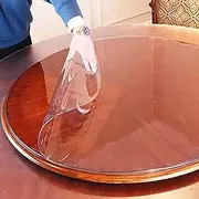 YEMELI Odorless Clear Plastic 100% Waterproof Tablecloth Vinyl Round Table Cloth Protector Oil Spill Proof Wipe Clean Table Cover for Dining Table, Parties & Camping (68cm Diameter,1.5mm Thick)