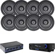 Pyle AM FM USB SD Home Theater Receiver, 5.25" In-Ceiling Speakers & Selector