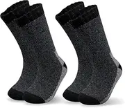 [reshmena] 2 Pairs Mens Merino Wool Socks Men Wool Hiking Socks Men Heavy Duty Thick Thermal Socks Men's Walking Boot Socks UK Size 6-11