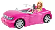 2 Seater Barbie Car and Doll Set Sparkly Pink Convertible NEW!