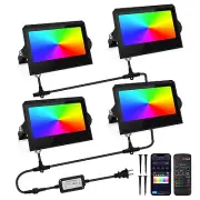LED Flood Light Outdoor, RGBW Floodlight App / Remote / Voice Control, IP66 W...