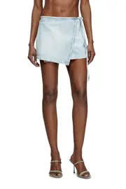 [Diesel] Diesel - Short wrap skirt in herringbone denim - Skirts - Woman - Blue M Blue