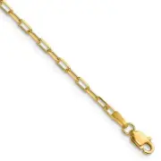 14k Yellow Gold 2.1mm Solid Beveled Paperclip Chain