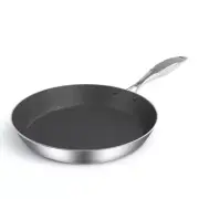 NNEAGS Stainless Steel Fry Pan 28cm Frying Pan Induction FryPan Non Stick Interi