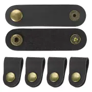 Leather Cord Organizer 6Pcs 8x2cm Leather Clips USB Cord Management Black