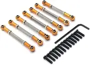 Metal Upgrade Front and Rear Steering Adjustable Links for WLtoys 1/10 104001 104002 RC Car Parts(Gold)