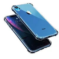 在飛比找Yahoo奇摩購物中心優惠-iPhone XR 透明黑加厚四角防摔空壓手機保護殼 XR手