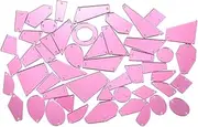 uxcell 50pcs Sew on Acrylic Irregular Mirror Piece Kit DIY Mirrored Rhinestones Mirror Beads for Evening Dresses Cloth Garment Pink