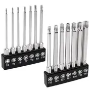 14PC Security Torx Bit Set 3" Long Tamper Proof Star Screwdriver Bit Set 1/4" He