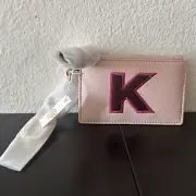 NWT Tory Burch “K” Monogram Card Case Key Fob