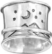[VOLURE] Finger Joint, Ring Toe Ring,Rings,Ring Moon Ladies Simple Ring Pattern Retro Stress Rotatable Star Relief Rings Vintage Punk Rings