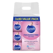 Curash Babycare Fragrance-free Soft Cleansing Wet Wipes Baby Skin Care 3 Pack