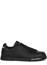 Dolce & Gabbana Portofino Leather Sneakers - Black - 10 10