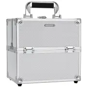 FRENESSA Professional Makeup Train Case Portable Cosmetic (Bright Silver)
