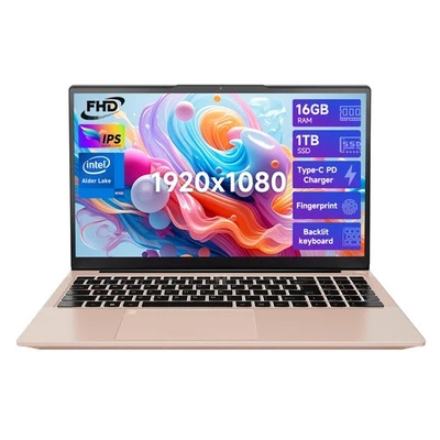 15.6" IPS FHD Laptop Intel Pentium 12th Gen N100 Backlit Kb 3.4GHz Win11 Wifi6