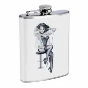 German Pin Up Girls D6 Flask 8oz Stainless Steel Hip Drinking Whiskey
