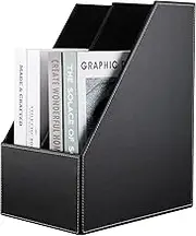 KINGFOM &Trade; 2-Slot Wood Leather Desk File Document Holder Tray Box Cubbyhole Pigeonhole Organizer Rack