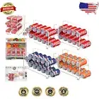 Slim Metal Soda Can Dispenser Rack - 4-Pack for Pantry & Refrigerator Storage