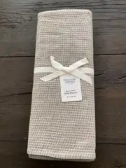 Williams Sonoma waffle weave Table Runner 16" x 108" Gray grey New