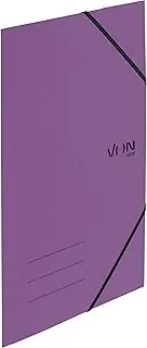 VON Leitz 30080065 Pack of 5 A4 Folder Recycled Cardboard for 150 Sheets 3 Flaps Folder with Elastic Band with Modern Von Print Lightweight Folder for School and Home Purple