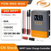 PowMr MPPT 60A Solar Panel Battery Charger Controller 12/24/36/48V PV 160V 2800W