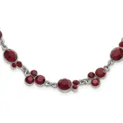 Fashion 1928 Jewelry Silver-Tone Red Epoxy Faceted Stone 16 Inch Necklace With 3 Extension