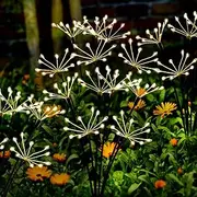 Kwaiffeo Solar Garden Lights 2 Pack 120 LED with2 Modes Twinkling&Steady-On Fireworks Solar Lights for Outside Yard Pathway Decor Outdoor Waterproof, Christmas Gardening Gifts for Women (Warm White)