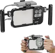 NEEWER 15 Pro Phone Cage Video Rig with SSD Clamp, Dual Handles, Quick Release 67mm Filter Adapter, 17mm Lens Backplane for iPhone Rig Stabilizer Video Recording Filmmaking, PA023K+UA051