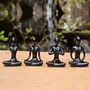 Black Ceramic Yoga Pose Statue Sculpture Meditation Room Art Decor Figurine Sculpture Decoration Ornament Home Decor