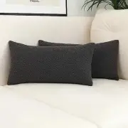 Decorative Lumbar Thick Throw Pillow 20" x 12" (Pack of 2) Graphite Grey