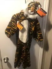 Tiger Kids Plush Costume New Sm Child Sz. 2-3 Zip Up Halloween Costume With Tail