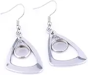 20pcs Stainless Steel Triangle Earring Base 8mm 10mm Round Cameo Cabochon Bezel Setting Blanks DIY Ear Hooks findings