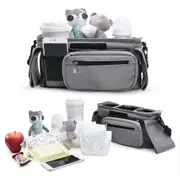 Universal Stroller Organizer with Cup Holder and Shoulder Strap-Grey