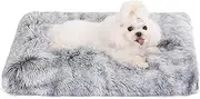 Bedfolks Waterproof Dog Crate Bed,Plush Dog Crate Pad with Removable Cover,Faux Fur Dog Bed for Small Dogs and Cats,Fluffy Washable Dog Kennel Bed 23"x18",Dark Grey