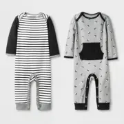 Baby 2pk Coveralls - Cloud Island Black 0-3M