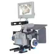 Video Camera Cage Stabilizer Kit With Matte Box & Follow Focus For Panasonic Lum