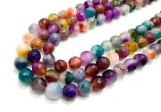 Multi Color Rainbow Agate Faceted Round 10mm Gemstone Beads - RNF131D