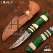 HUNTEX Handmade Damascus Blade, Rosewood Handle, 210 mm Long Exotic Boot Knife