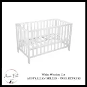 White Wooden Cot Baby Nursery Furniture Home 2 Base Height Positions