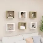 6-Piece Cube Floating Shelves Set DIY Wall Mount Display Book Shelf Oak White