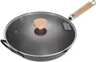 TAMASAKI Wok Pan with Lid Nonstick Stir Fry Pans Compatible With Gas Induction