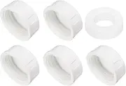 uxcell 5Pcs 1-1/2 Inch PT Female Thread PVC Pipe Fitting Cap, Cleanout Water Drain End Caps, Pipe Plug Socket Fittings with Gasket for Water Heater Supply Lines, Plumbing, White